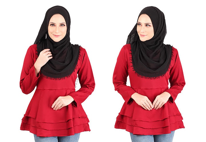 QA-445 Layered Blouse Collection Red