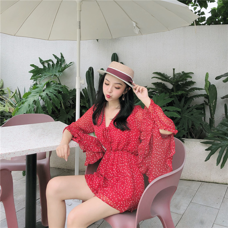 VW12347 Charming Floral Jumpsuit Red