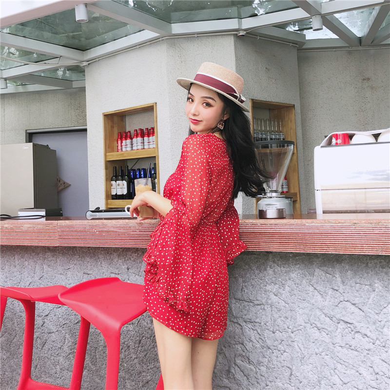 VW12347 Charming Floral Jumpsuit Red