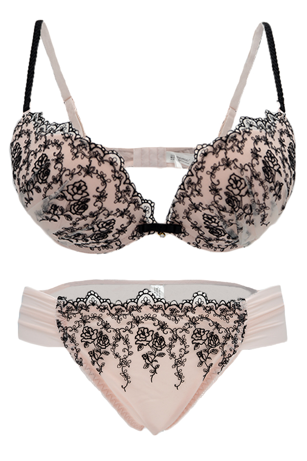 FW158 Qmomo Rosetale W Rims Push Up Bra n Panty Set 1711882