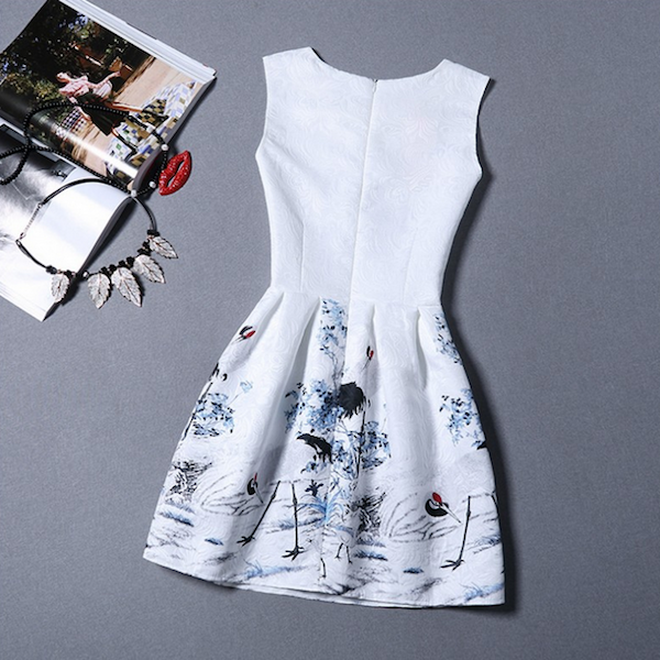 WD21556 Crane Bird Dress As Picture