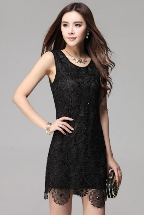 WD21562 Charming Lace Dress Black