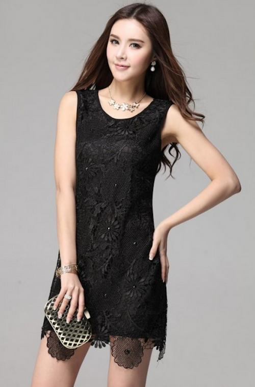 WD21562 Charming Lace Dress Black