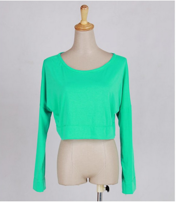 WT21566 Stylish Basic Crop Top Green