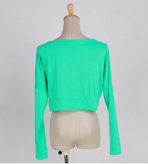 WT21566 Stylish Basic Crop Top Green