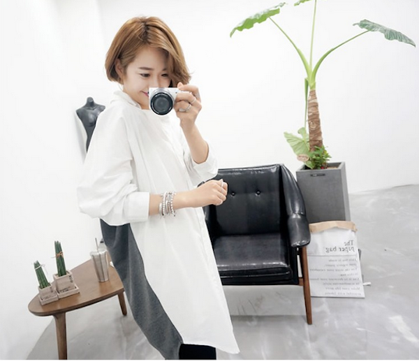 WT21568 Collar Loose Shirt White