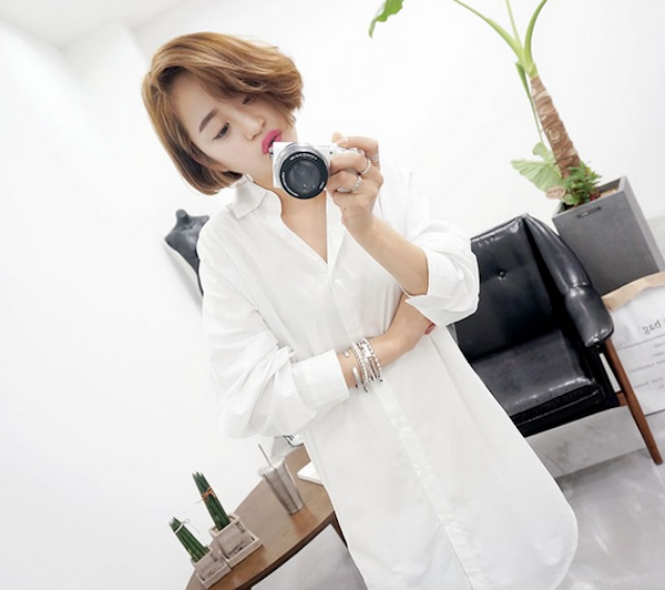 WT21568 Collar Loose Shirt White