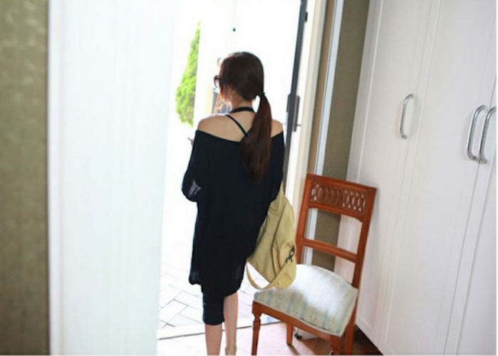 WT21573 Korea Off-Shoulder Top Black