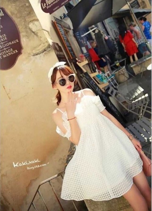 WD21582 Frills Strap Mini Dress White