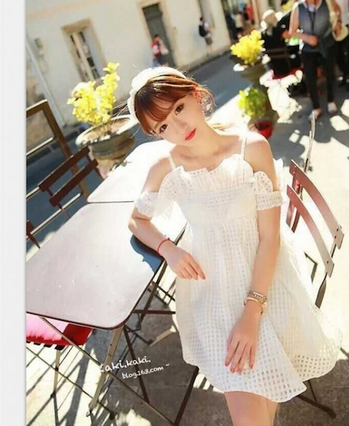 WD21582 Frills Strap Mini Dress White