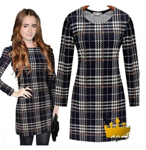 WD21590 Checker Fashion Dress As Picture