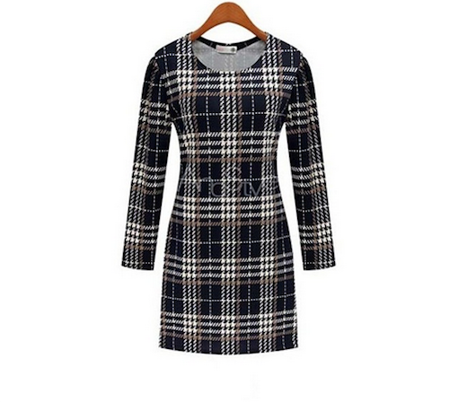 WD21590 Checker Fashion Dress As Picture