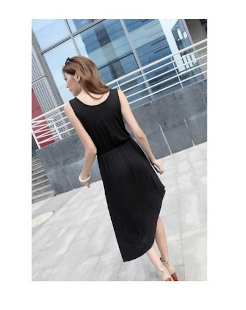 WD21606 Uneven Length Dress Black