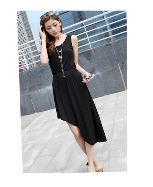 WD21606 Uneven Length Dress Black