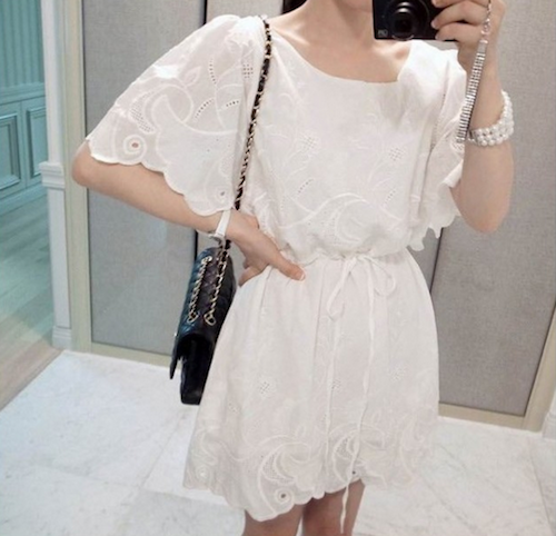 WD21611 Lovely Embroidered Dress White