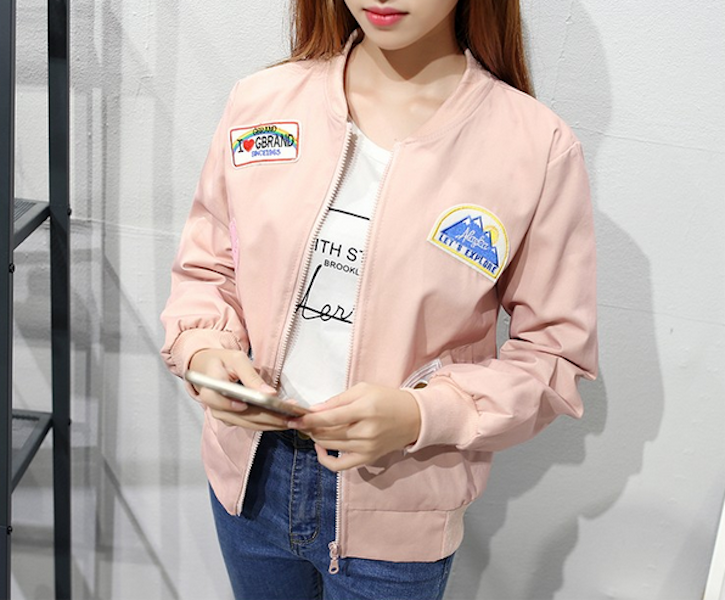 SJ21625 Trendy Front Zip Jacket Pink