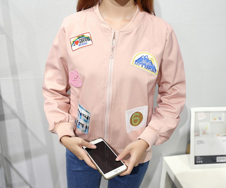 SJ21625 Trendy Front Zip Jacket Pink