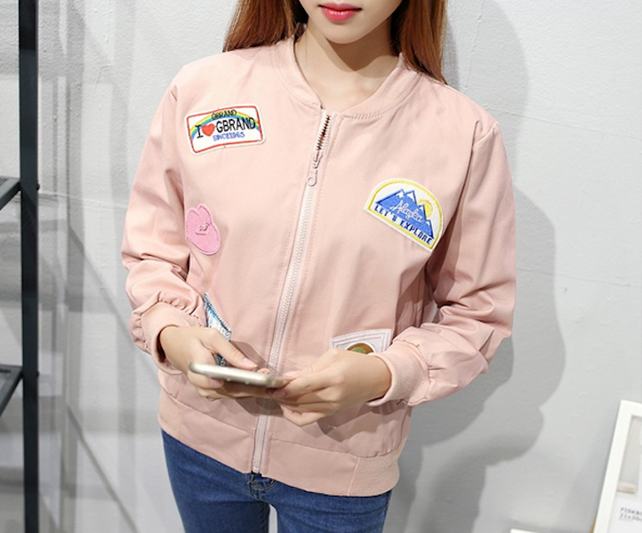 SJ21625 Trendy Front Zip Jacket Pink