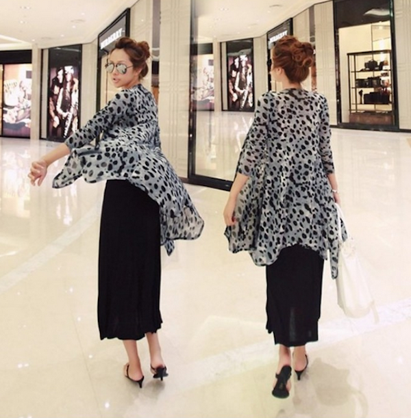 WJ21628 Leopard Print Cardigan Grey