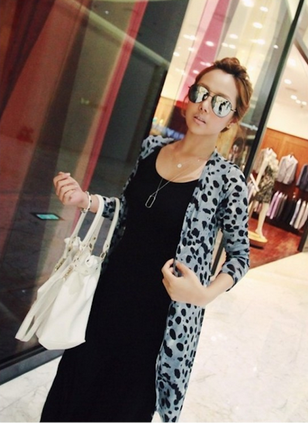 WJ21628 Leopard Print Cardigan Grey