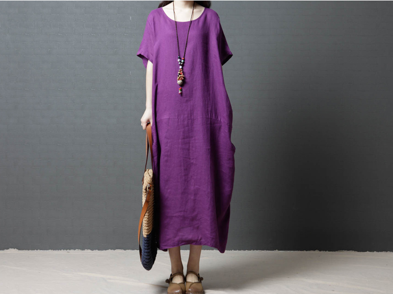 GW2239 Fashion Plus Size Dress Purple