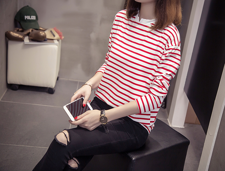 GW2241 Casual Stripe Top Red