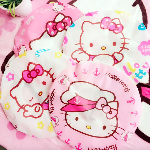 TC4024 Sweet 2Pcs Cartoon Shower Cap Pink