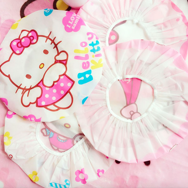 TC4024 Sweet 2Pcs Cartoon Shower Cap Pink