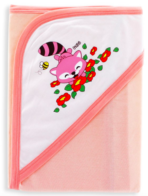 BP-417 BABY BLANKET WITH HOOD PEACH