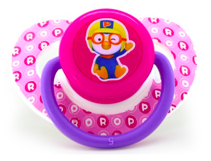 BP-408 PORORO PRINTED PACIFIER-ORTHONDONTIC PINK