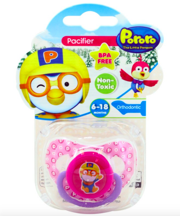 BP-408 PORORO PRINTED PACIFIER-ORTHONDONTIC PINK