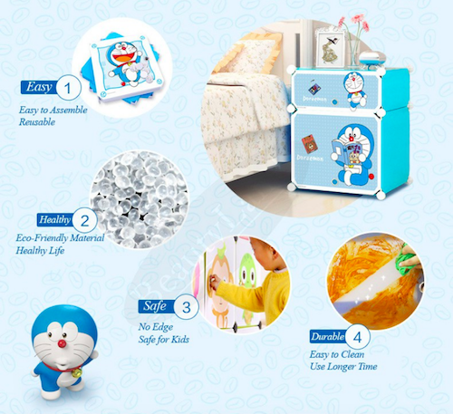 BL5023 Cute Doraemon DIY Cabinet Blue