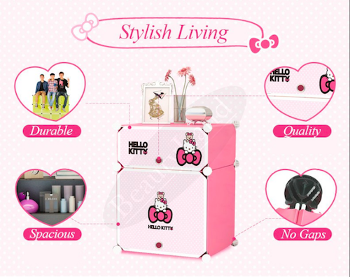 BL5024 Hello Kitty 2 Cube Cabinet Pink