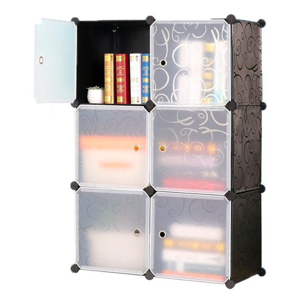 BL5027 6 Cube Storage Cabinet Black