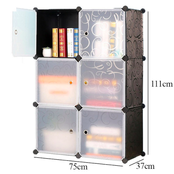 BL5027 6 Cube Storage Cabinet Black