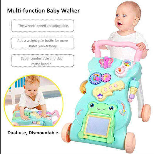 CC-601 Multifunctional Toddler Baby Walker Learning Walking Trolley Stroller with Music