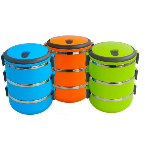 KS6102 Round 3-Layer Lunch Box Green