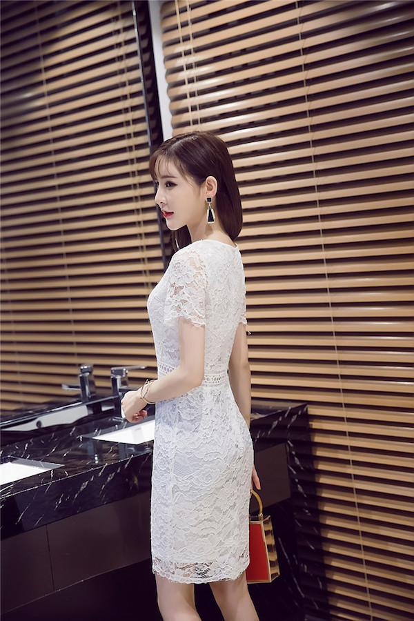 WD7647 Elegant Lace Dress White