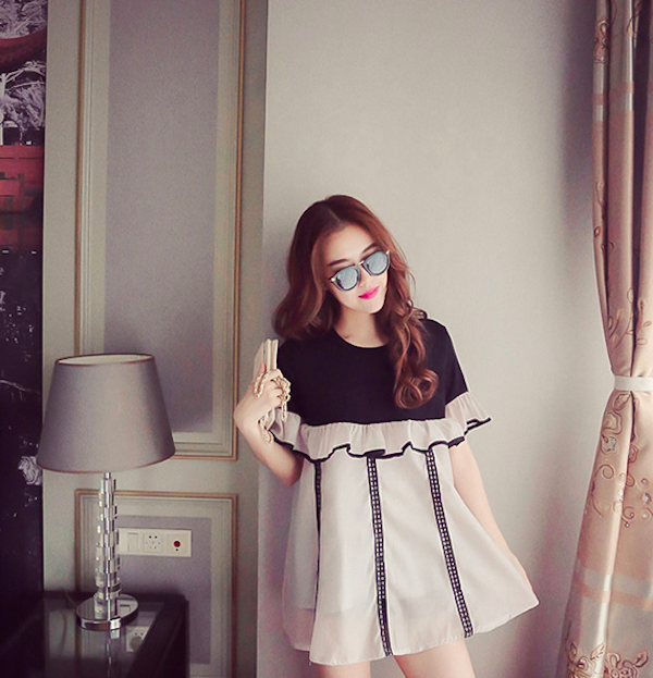 WD7644 Korea Summer Doll Dress Grey