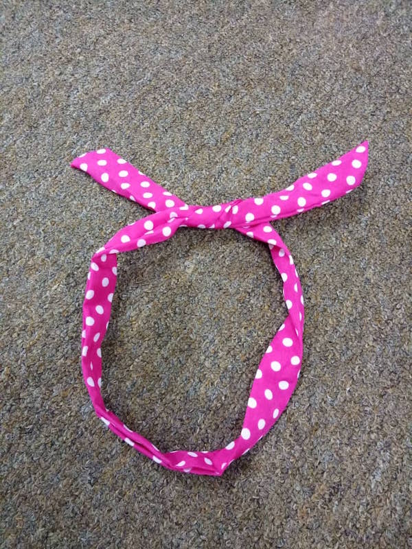 WB7655 Polka Dot Rabbit Ear Headband Dark Pink