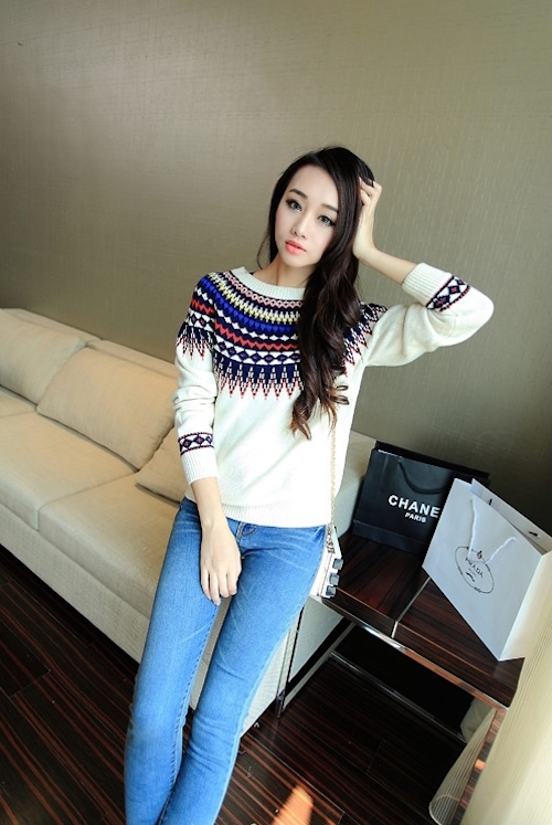 WT7659 Fashion Knit Sweater Apricot