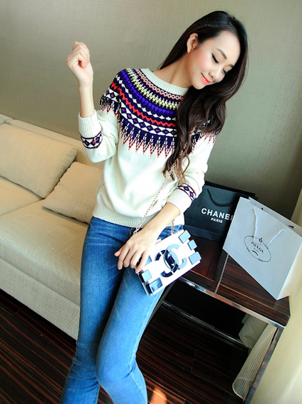 WT7659 Fashion Knit Sweater Apricot