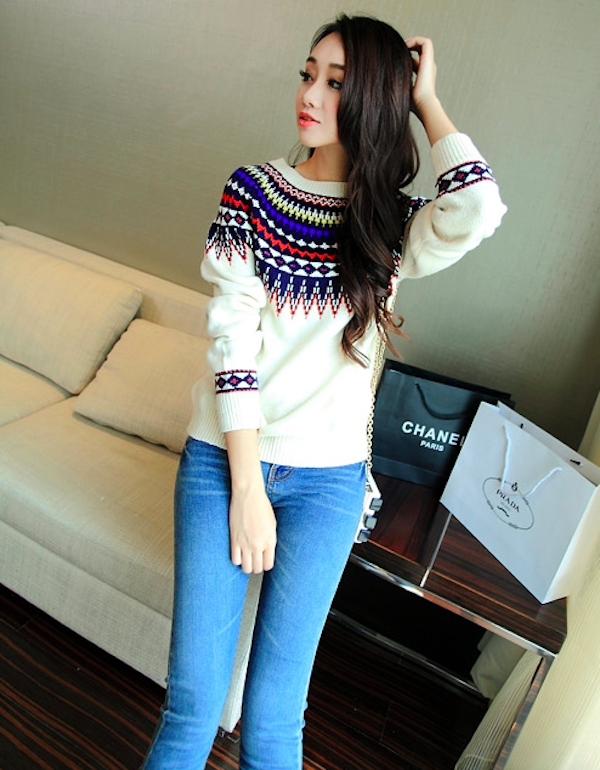 WT7659 Fashion Knit Sweater Apricot