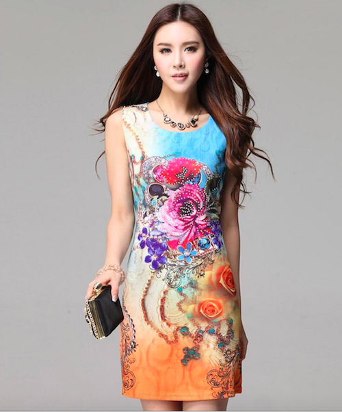 WD7661 Pretty Sleeveless Dress Blue