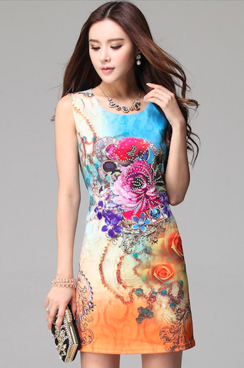 WD7661 Pretty Sleeveless Dress Blue