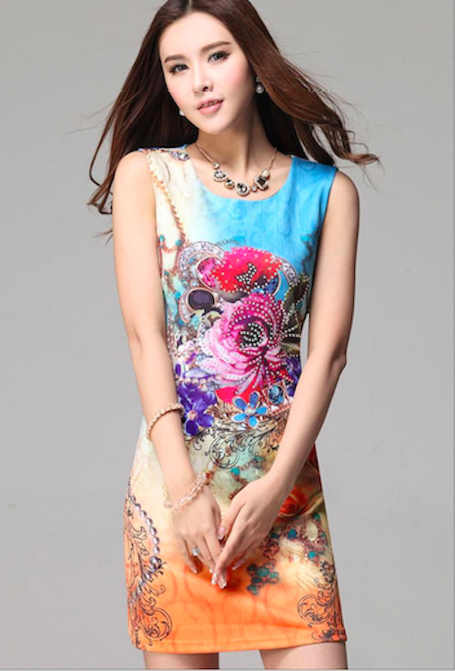 WD7661 Pretty Sleeveless Dress Blue