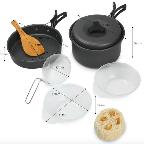 OD781 Outdoor Camping Cookware Set Grey