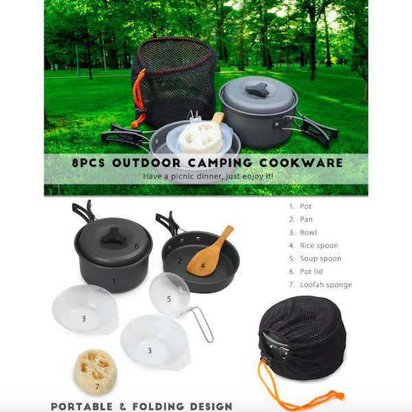 OD781 Outdoor Camping Cookware Set Grey