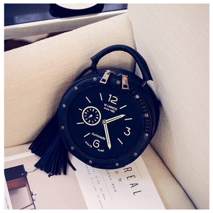 KW80353 Cute Clock Sling Bag Black