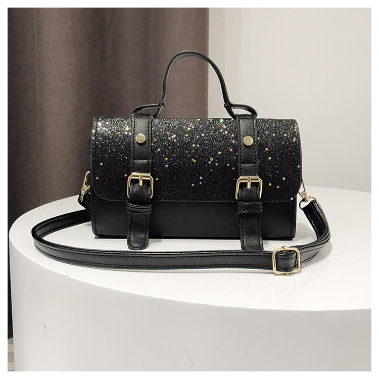 KW80356 Casual Glitter Sling Bag Black